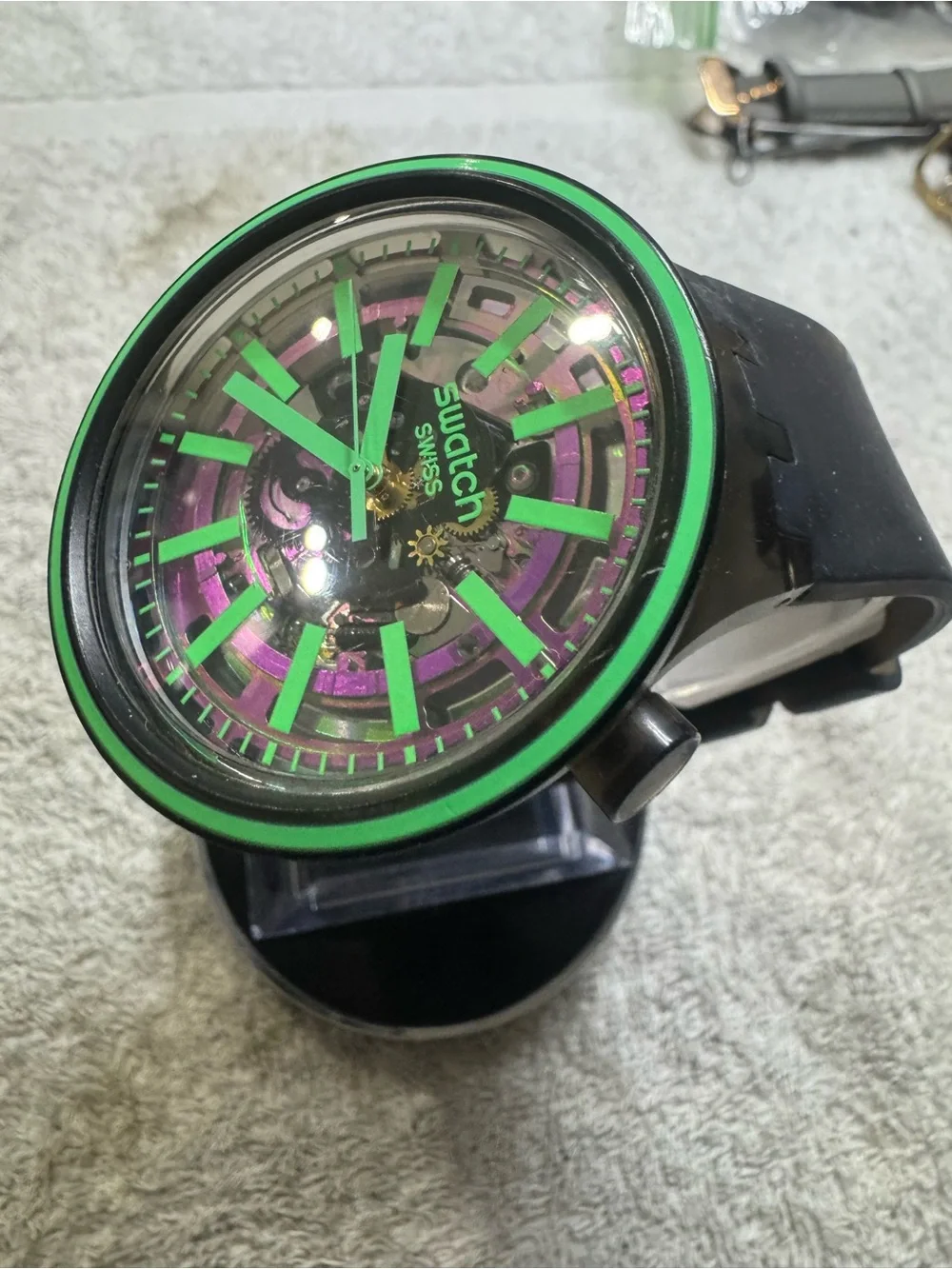 Swatch Black Watch with Bright Green Accents